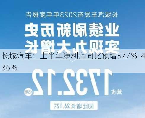 长城汽车：上半年净利润同比预增377％-436％