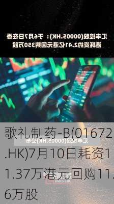 歌礼制药-B(01672.HK)7月10日耗资11.37万港元回购11.6万股