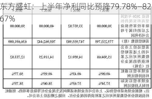 东方盛虹：上半年净利同比预降79.78%―82.67%