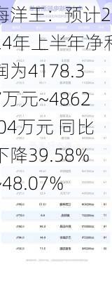 海洋王：预计2024年上半年净利润为4178.37万元~4862.04万元 同比下降39.58%~48.07%