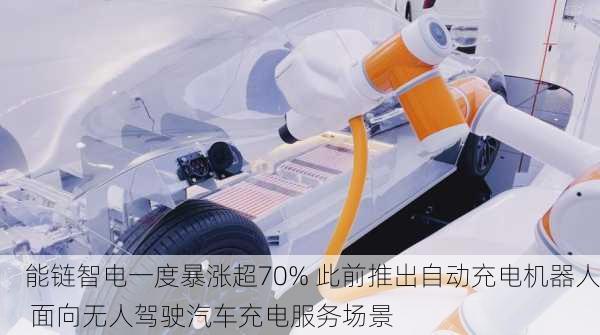 能链智电一度暴涨超70% 此前推出自动充电机器人 面向无人驾驶汽车充电服务场景