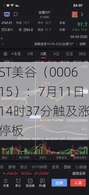 ST美谷（000615）：7月11日14时37分触及涨停板