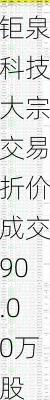 钜泉科技大宗交易折价成交90.00万股