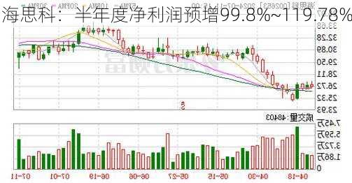 海思科：半年度净利润预增99.8%~119.78%