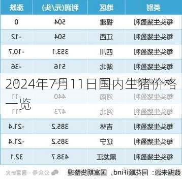 2024年7月11日国内生猪价格一览