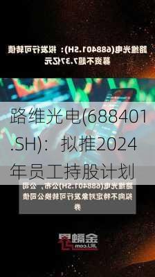 路维光电(688401.SH)：拟推2024年员工持股计划