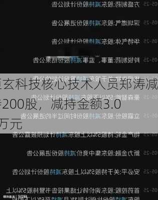 恒玄科技核心技术人员郑涛减持200股，减持金额3.04万元