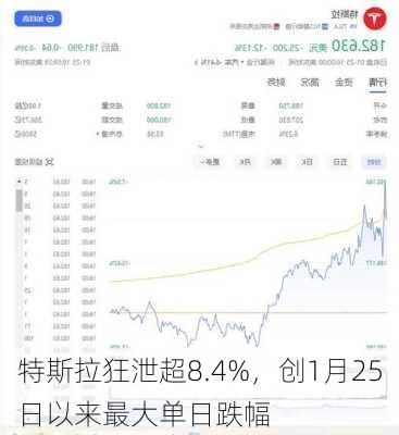 特斯拉狂泄超8.4%，创1月25日以来最大单日跌幅