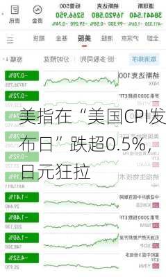 美指在“美国CPI发布日”跌超0.5%，日元狂拉