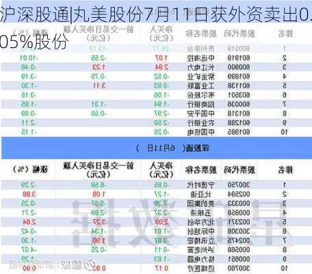 沪深股通|丸美股份7月11日获外资卖出0.05%股份