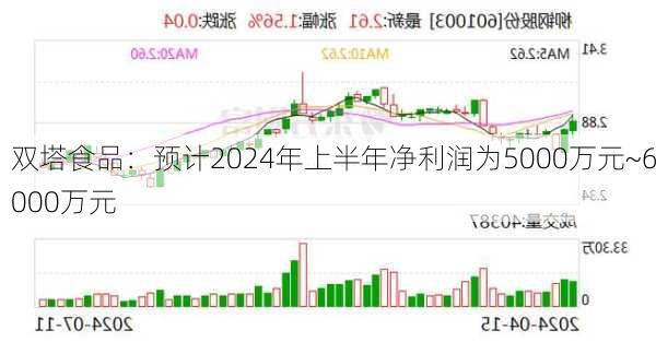 双塔食品：预计2024年上半年净利润为5000万元~6000万元