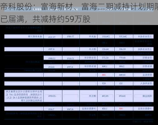 帝科股份：富海新材、富海二期减持计划期限已届满，共减持约59万股