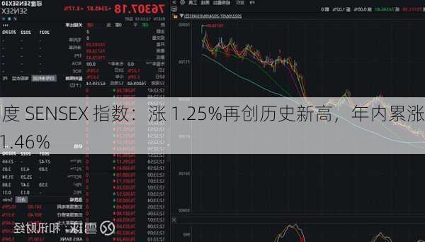 印度 SENSEX 指数：涨 1.25%再创历史新高，年内累涨 11.46%