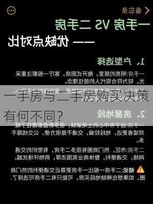 一手房与二手房购买决策有何不同？