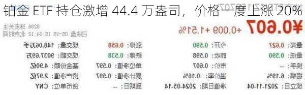 铂金 ETF 持仓激增 44.4 万盎司，价格一度上涨 20%