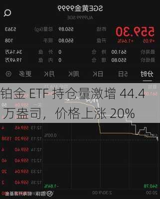 铂金 ETF 持仓量激增 44.4 万盎司，价格上涨 20%