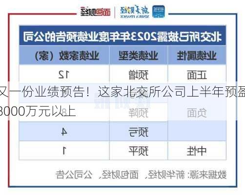 又一份业绩预告！这家北交所公司上半年预盈8000万元以上