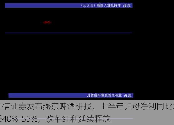 国信证券发布燕京啤酒研报，上半年归母净利同比增长40%-55%，改革红利延续释放