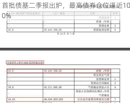 首批债基二季报出炉，最高债券仓位逼近100%