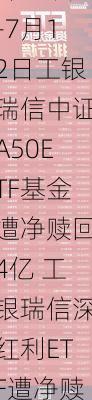 ETF资金流向：7月8日-7月12日工银瑞信中证A50ETF基金遭净赎回4亿 工银瑞信深红利ETF遭净赎回3.46亿（附图）