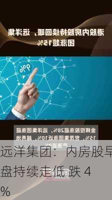 远洋集团：内房股早盘持续走低 跌 4%