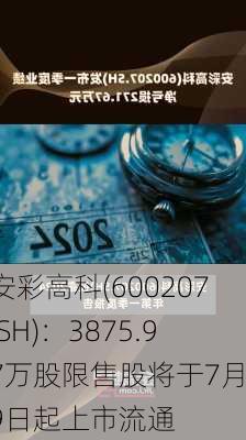 安彩高科(600207.SH)：3875.97万股限售股将于7月19日起上市流通