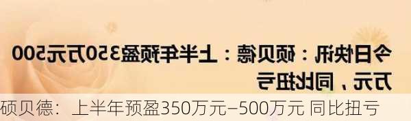 硕贝德：上半年预盈350万元―500万元 同比扭亏