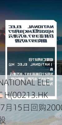 NATIONAL ELEC H(00213.HK)7月15日回购2000股