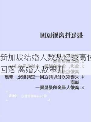 新加坡结婚人数从纪录高位回落 离婚人数攀升