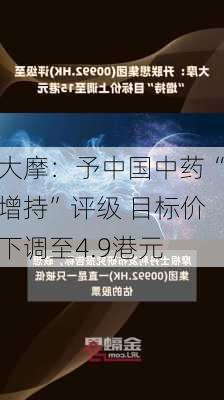 大摩：予中国中药“增持”评级 目标价下调至4.9港元