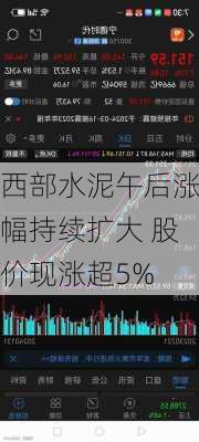 西部水泥午后涨幅持续扩大 股价现涨超5%