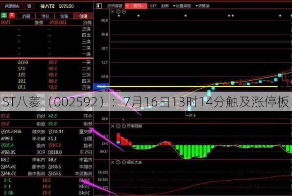 ST八菱（002592）：7月16日13时14分触及涨停板