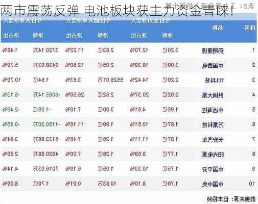 两市震荡反弹 电池板块获主力资金青睐！