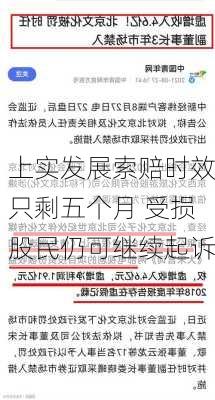 上实发展索赔时效只剩五个月 受损股民仍可继续起诉