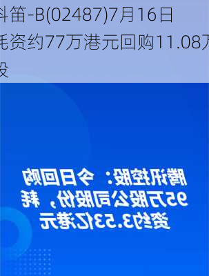 科笛-B(02487)7月16日耗资约77万港元回购11.08万股