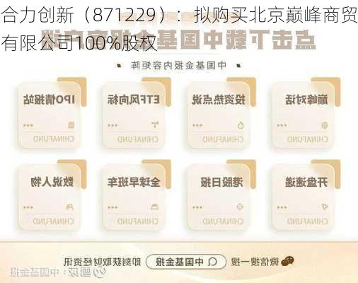 合力创新（871229）：拟购买北京巅峰商贸有限公司100%股权