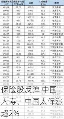 保险股反弹 中国人寿、中国太保涨超2%