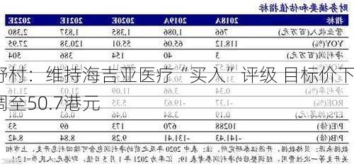 野村：维持海吉亚医疗“买入”评级 目标价下调至50.7港元