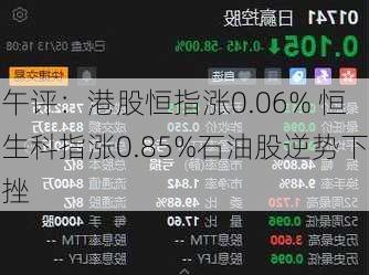 午评：港股恒指涨0.06% 恒生科指涨0.85%石油股逆势下挫