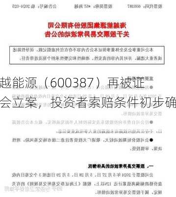 海越能源（600387）再被证监会立案，投资者索赔条件初步确定