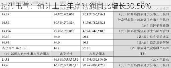 时代电气：预计上半年净利润同比增长30.56%