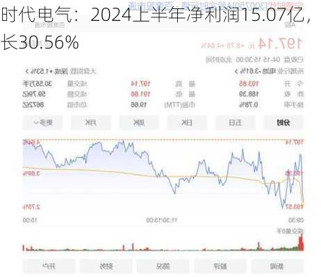 时代电气：2024上半年净利润15.07亿，增长30.56%