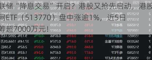 美联储“降息交易”开启？港股又抢先启动，港股互联网ETF（513770）盘中涨逾1%，近5日吸筹超7000万元！