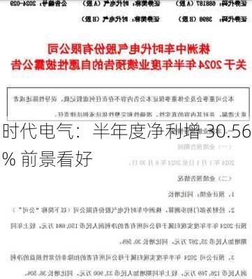 时代电气：半年度净利增 30.56% 前景看好