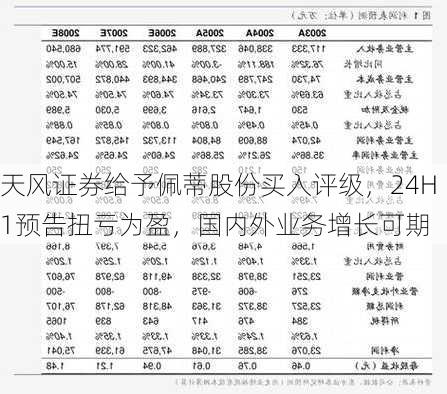 天风证券给予佩蒂股份买入评级，24H1预告扭亏为盈，国内外业务增长可期