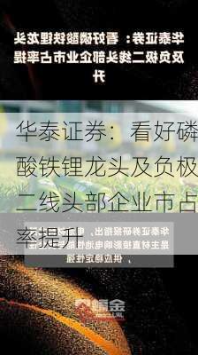 华泰证券：看好磷酸铁锂龙头及负极二线头部企业市占率提升