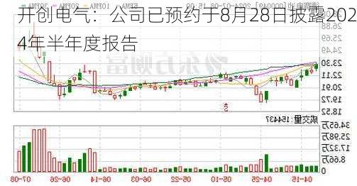 开创电气：公司已预约于8月28日披露2024年半年度报告