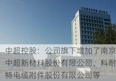 中超控股：公司旗下增加了南京中超新材料股份有限公司、科耐特电缆附件股份有限公司等