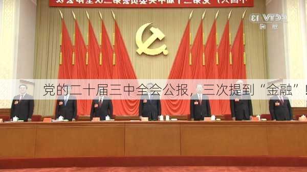 党的二十届三中全会公报，三次提到“金融”！