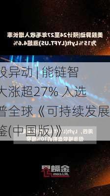 美股异动 | 能链智电大涨超27% 入选标普全球《可持续发展年鉴(中国版)》